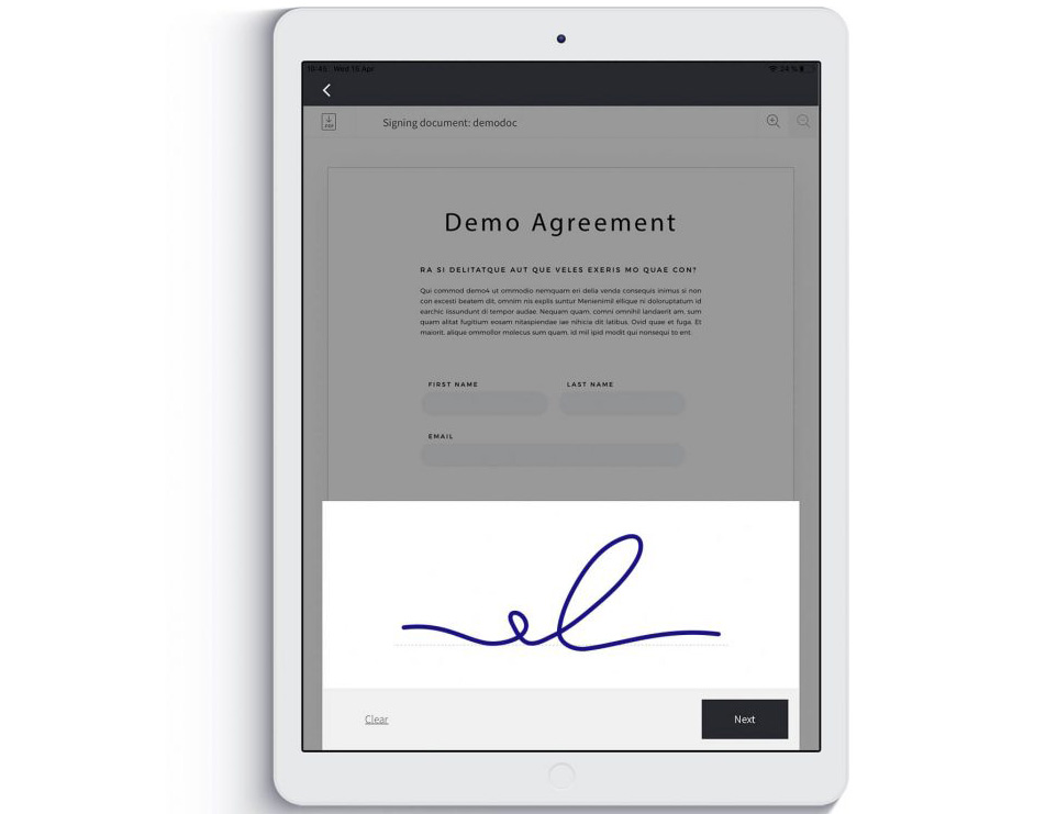Scrive eSign Online tablet