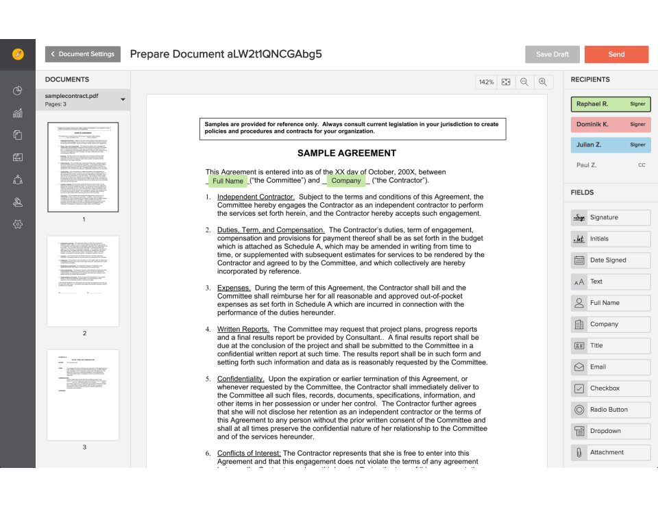 eversign prepare document